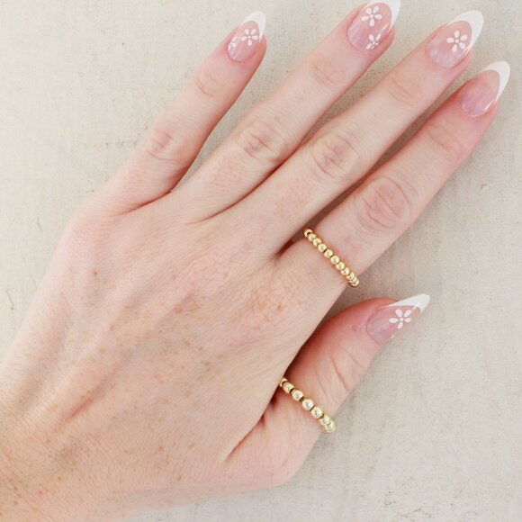Ring gold beads stretch, beaded rings toe ring, no tarnish, gold filled - Picture 1 of 5